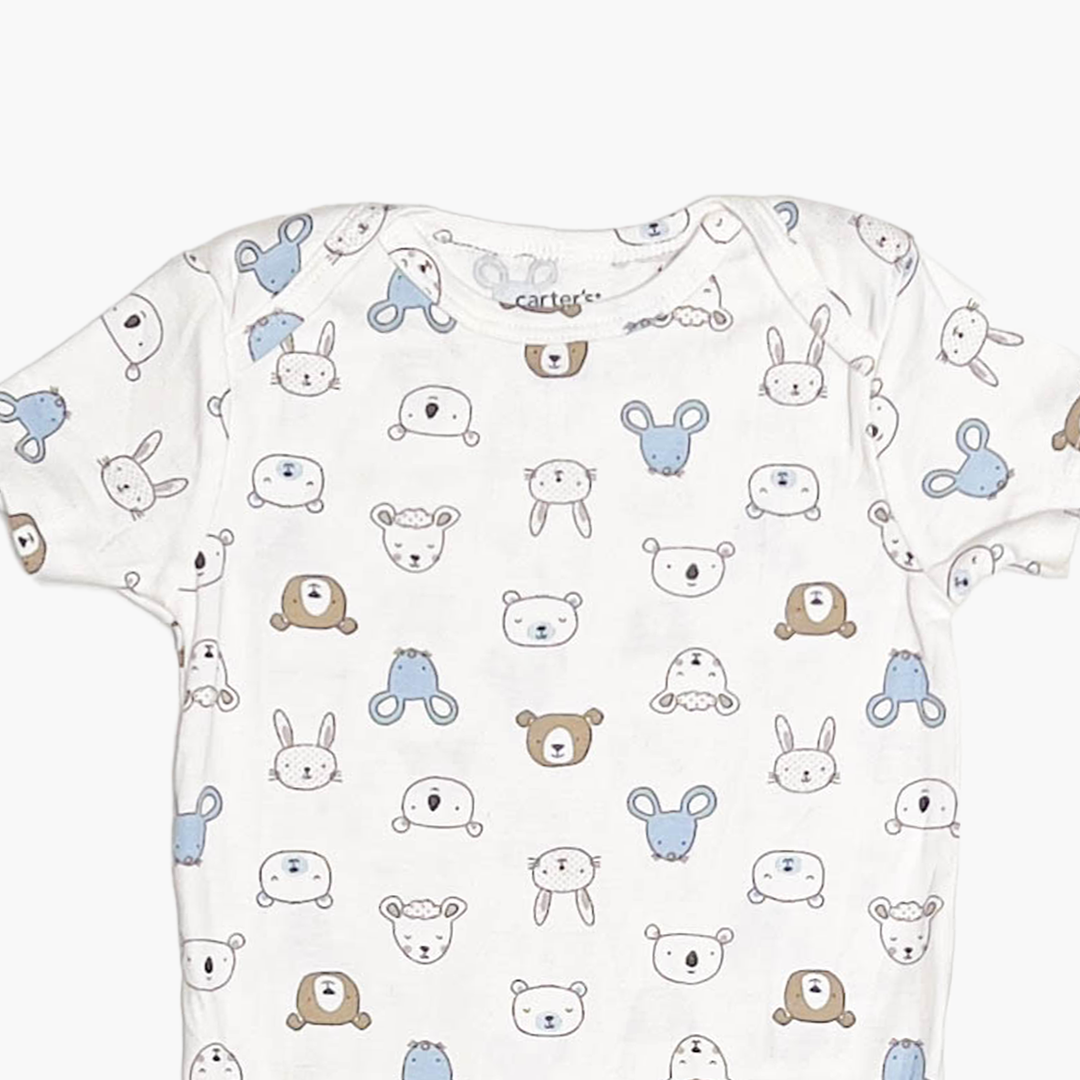 WHITE ANIMAL PRINTED ONESIE