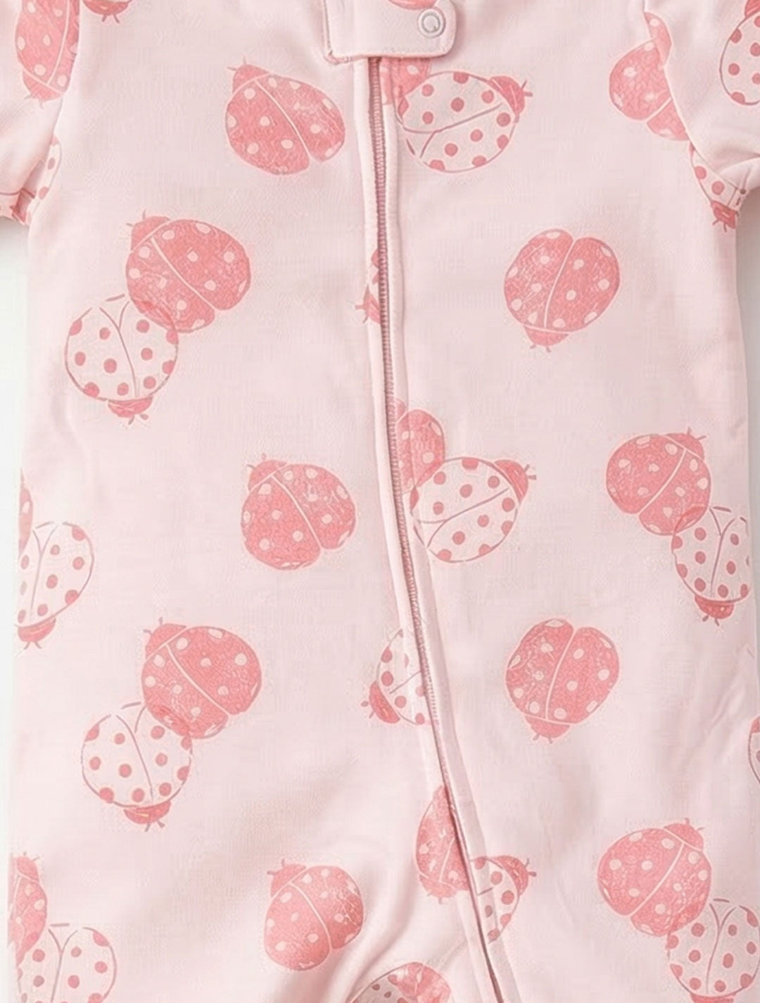 PINK LADYBUG ZIPPER SLEEPSUIT