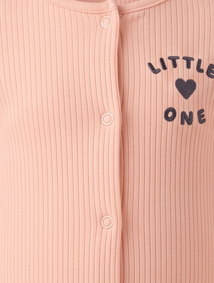 Peach ribbed button romper
