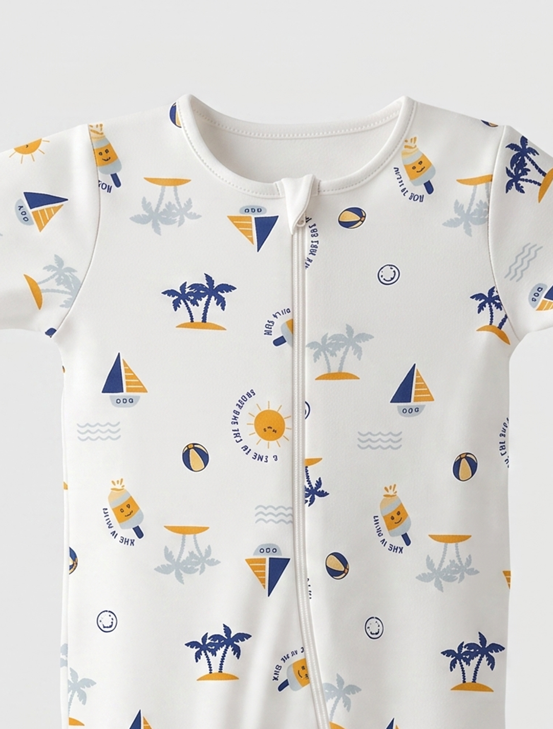 Offwhite printed zipper sleepsuit