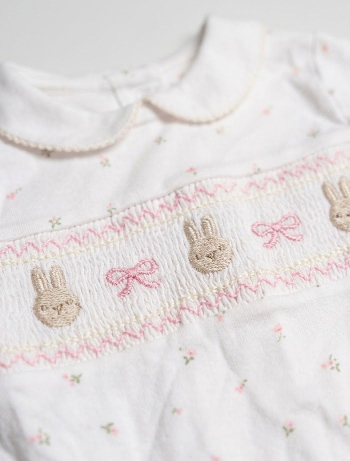 Pink floral bunny sleepsuit