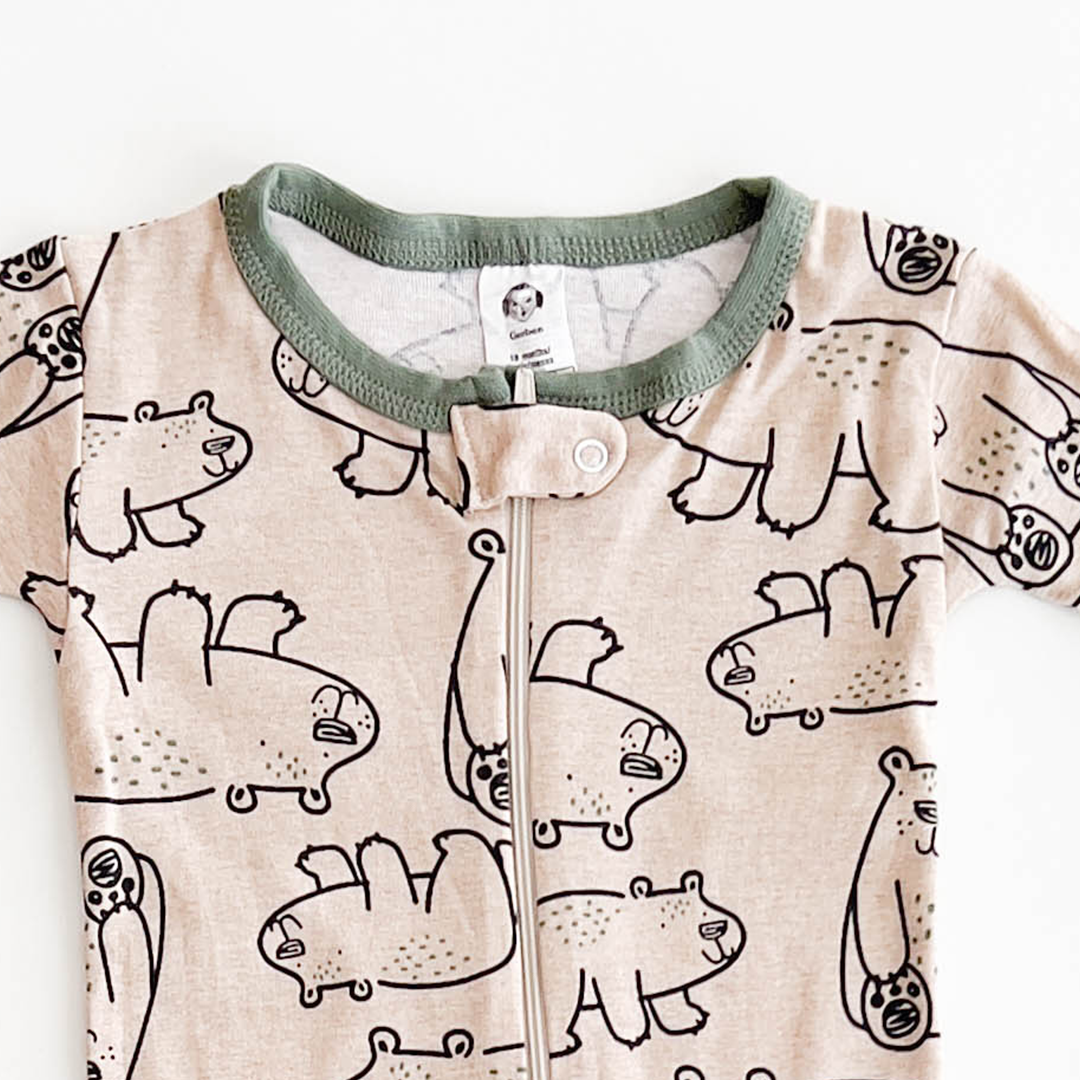 LIGHT BROWN PRINTED SLIM FITTED SLEEPSUIT