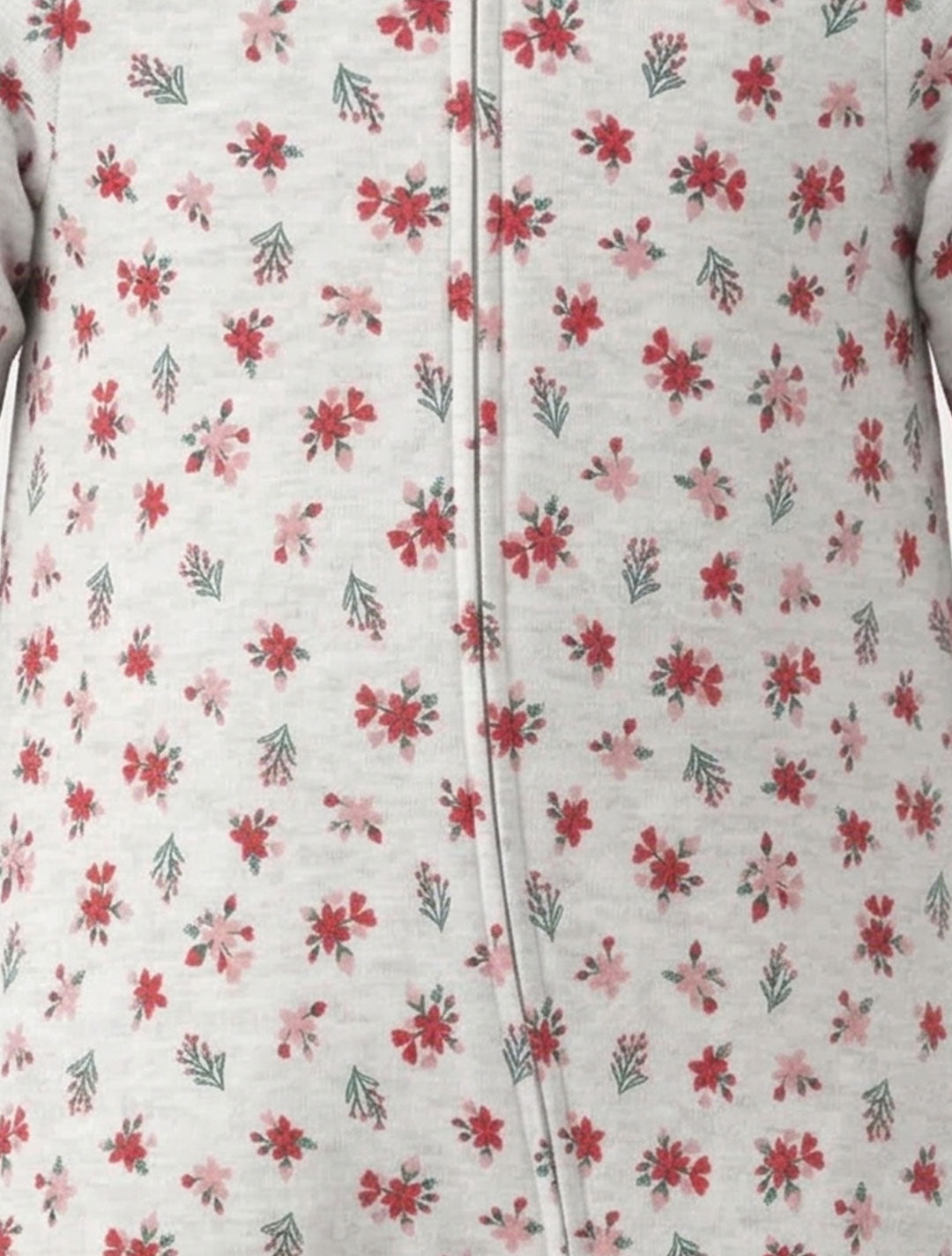 GREY RED FLORAL ZIPPER SLEEPSUIT