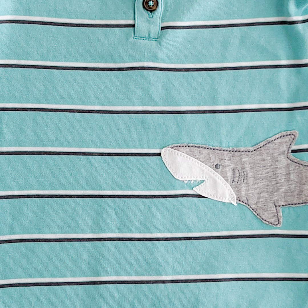AQUA BLUE STRIPE SHARK JUMPSUIT