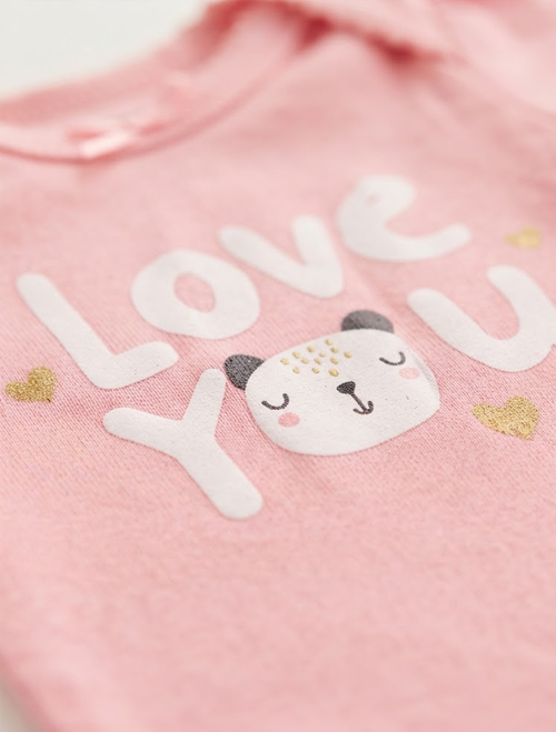 Pink love you print onesie