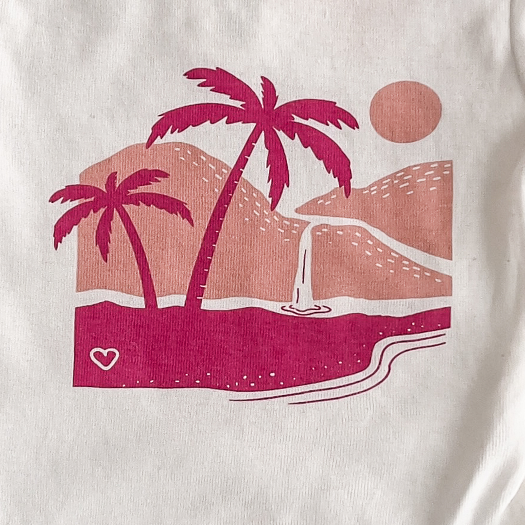 PINK AND WHITE PRINTED ONESIE