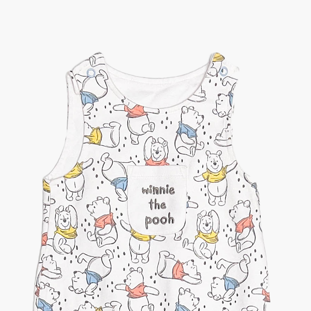 WHITE PHOO PRINTED SLEEVLESS ROMPER