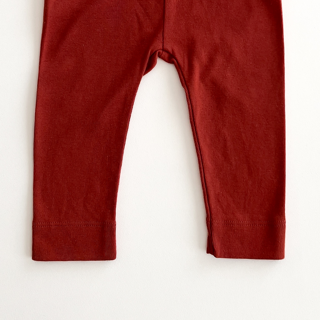 d BRICK RED PLAIN COTTON PANTS