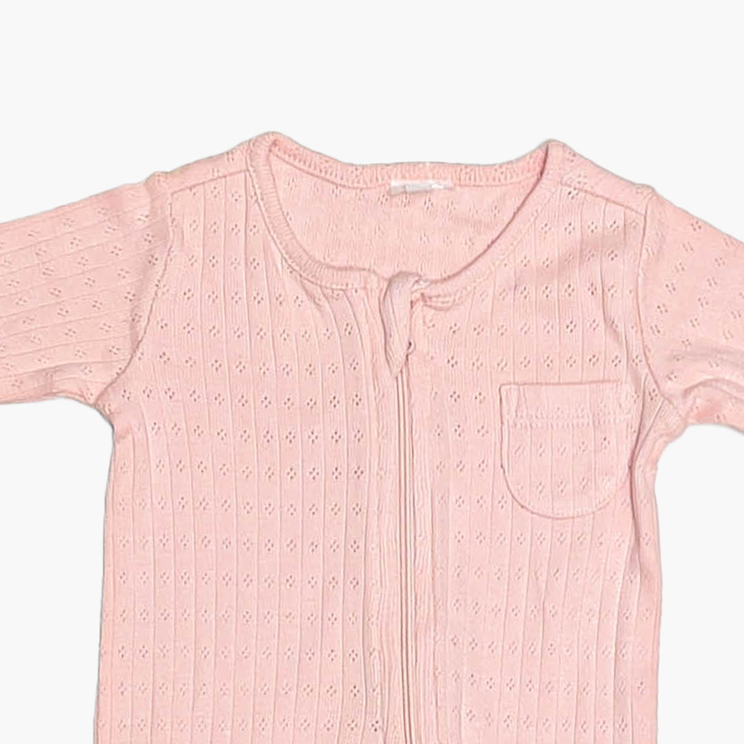 POWDER PINK POINTELLE SLEEPSUIT