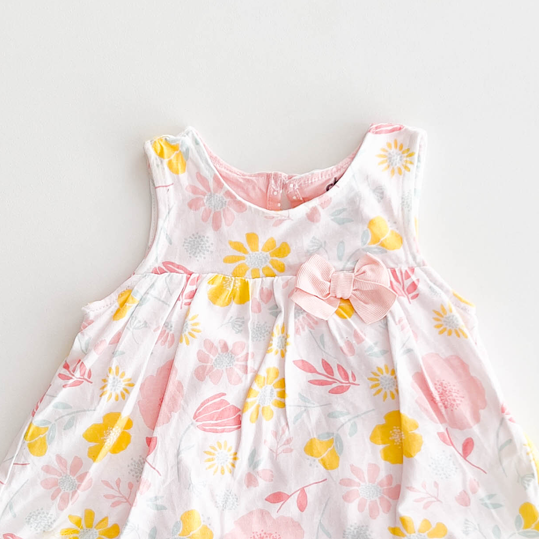 PINK FRILLED FLORAL FROCK