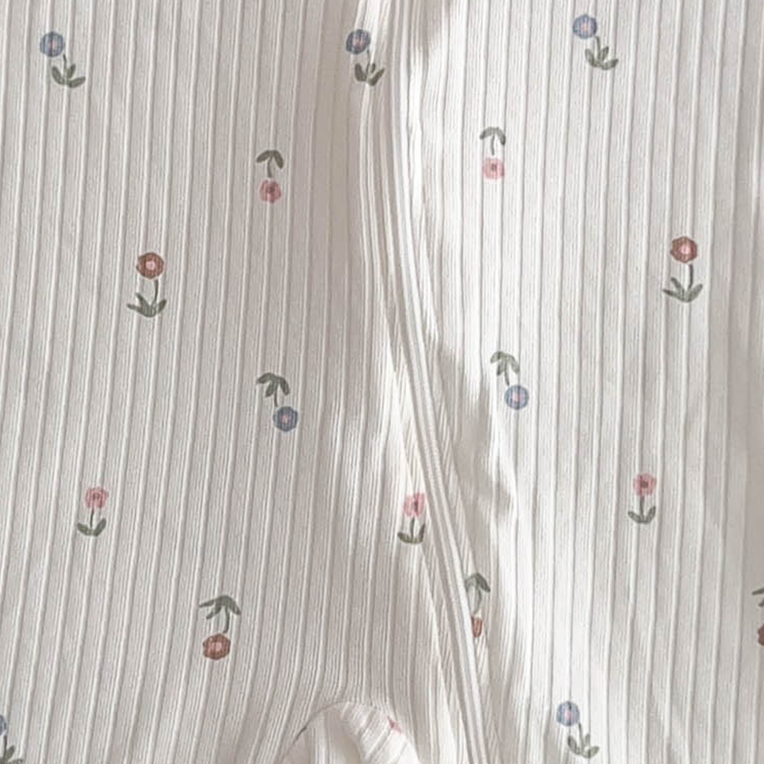 WHITE FLORAL RIBBED SLEEPSUIT