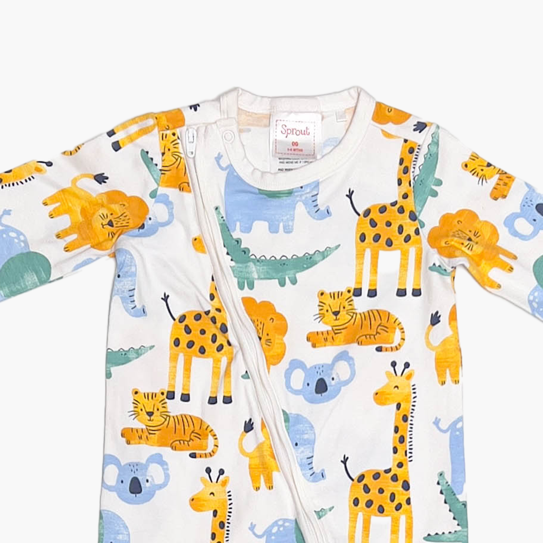 ANIMAL PRINTED ZIPPER ROMPER
