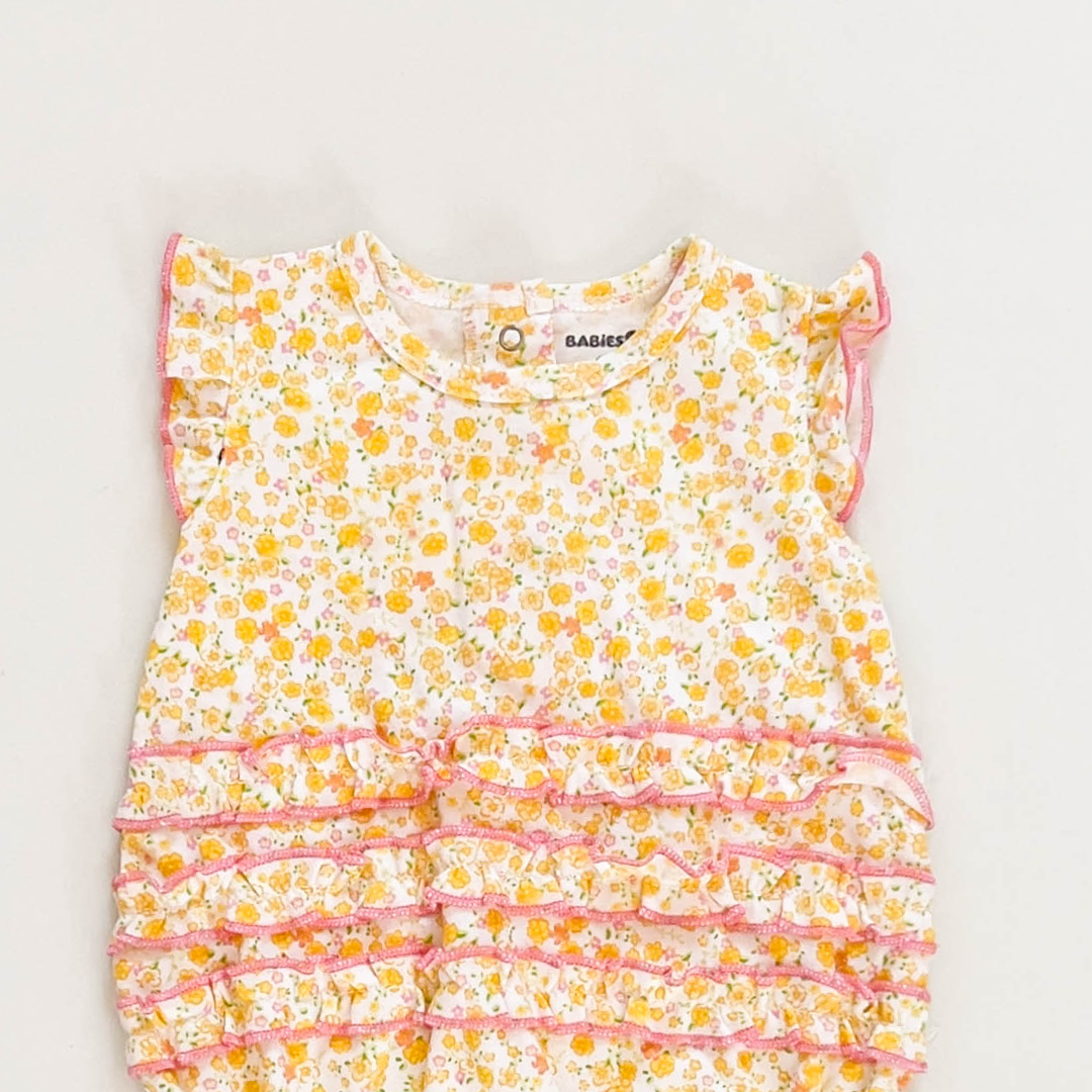 YELLOW FLORAL RUFFLED ONESIE