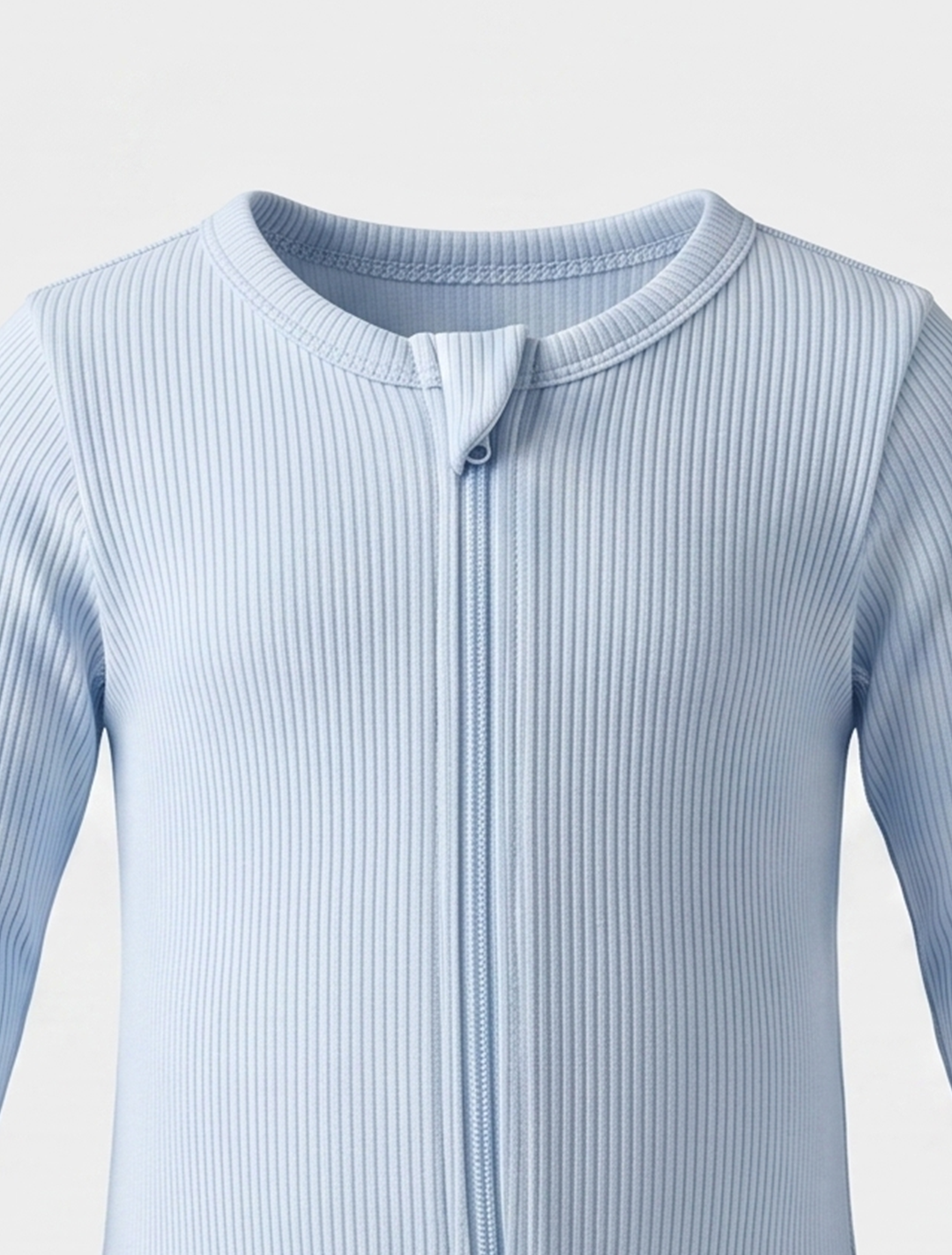 Powder blue ribbed sleepsuit