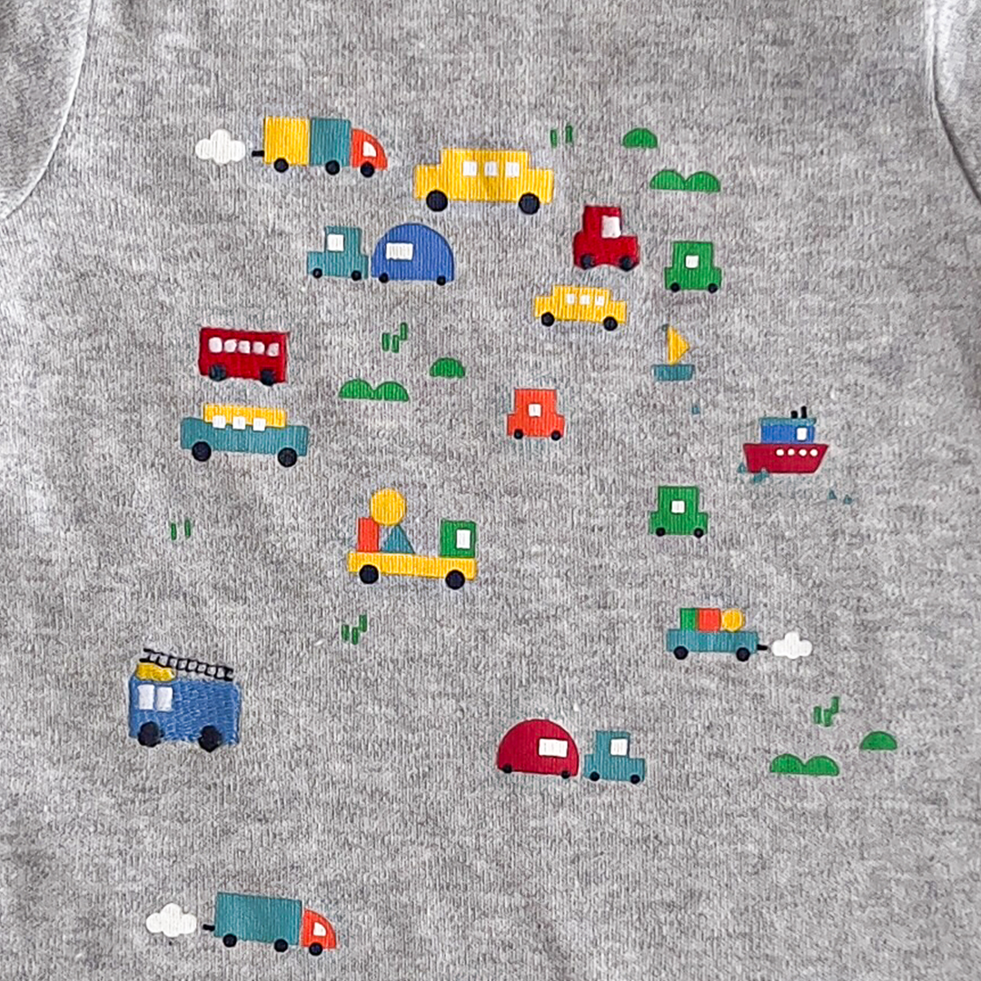 CAR PRINTED GREY JUMPSUIT