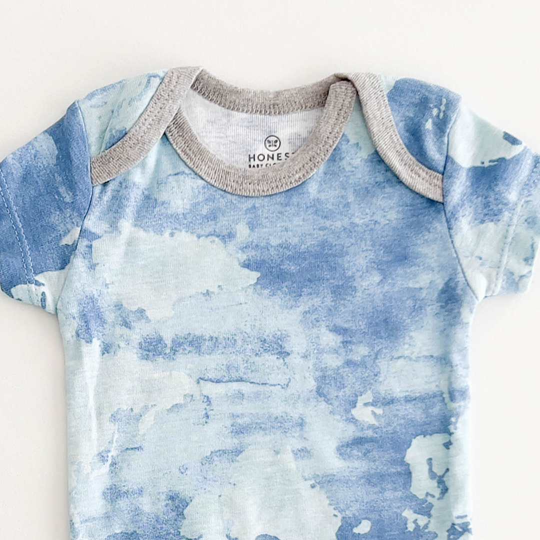 BLUE DYED COTTON ONESIE