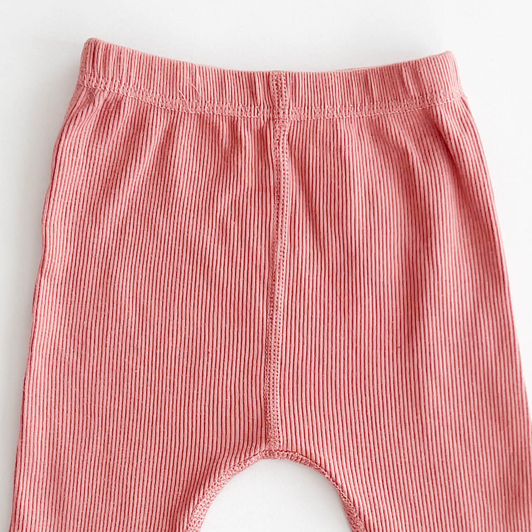 PEACH PLAIN RIBBED PANTS