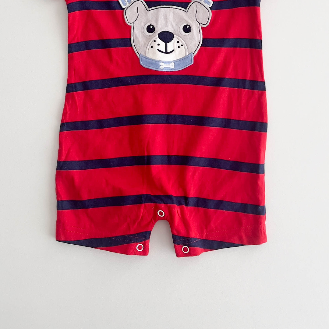 BOYS RED STRIPED JUMPSUIT