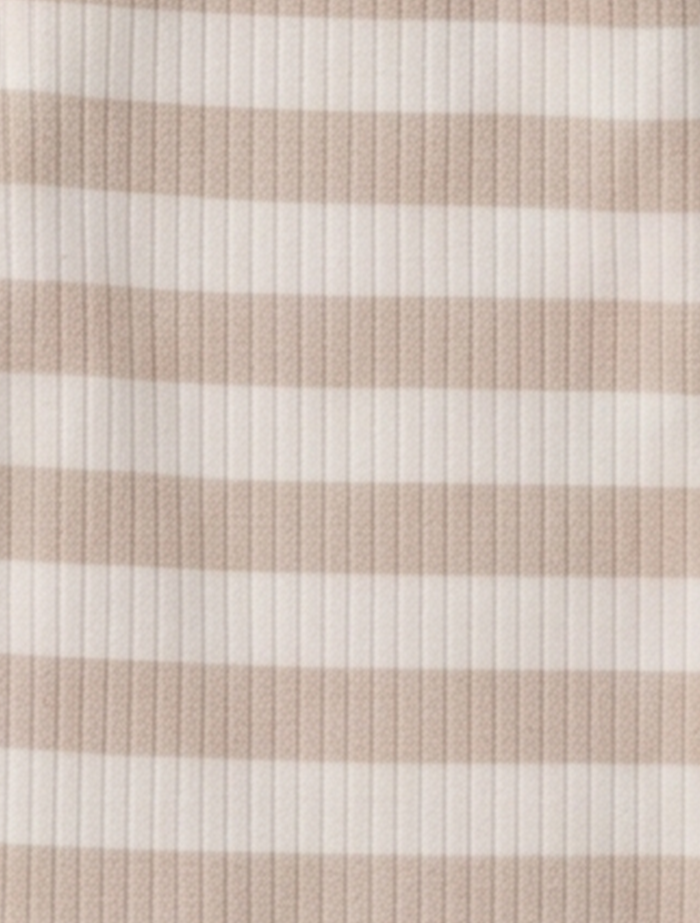 Beige stripes ribbed bear sleep suit