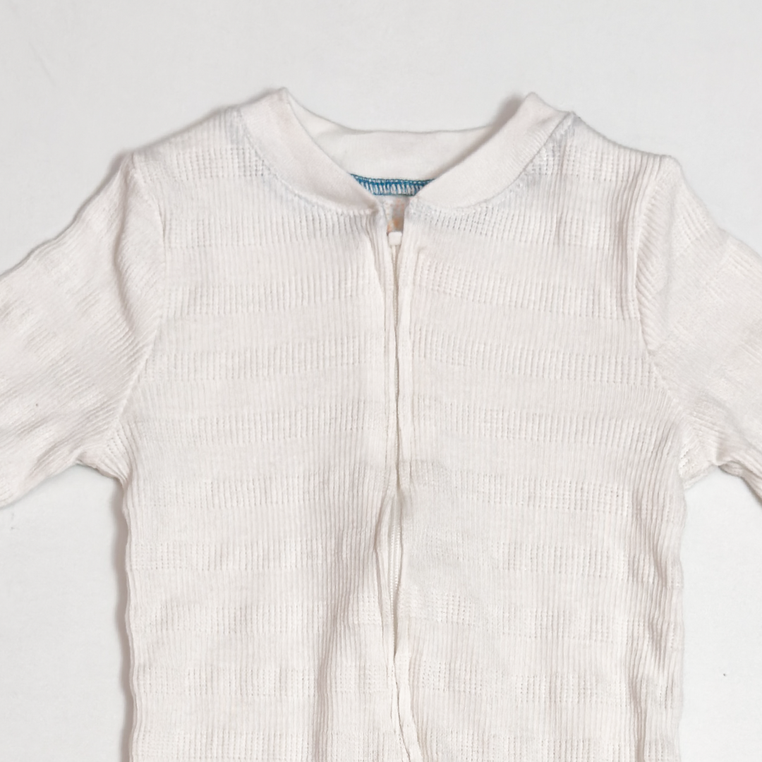 OFF WHITE KNITTED ZIPPER SLEEPSUITS