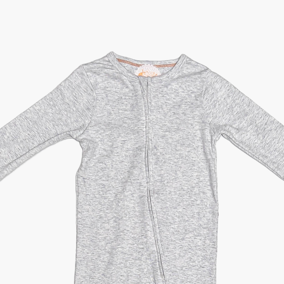 LIGHT GREY ONE WAY  ZIPPER ROMPER