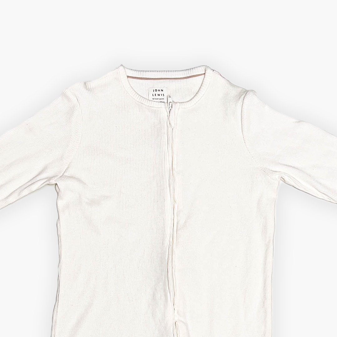WHITE RIBBBED SLEEPSUIT