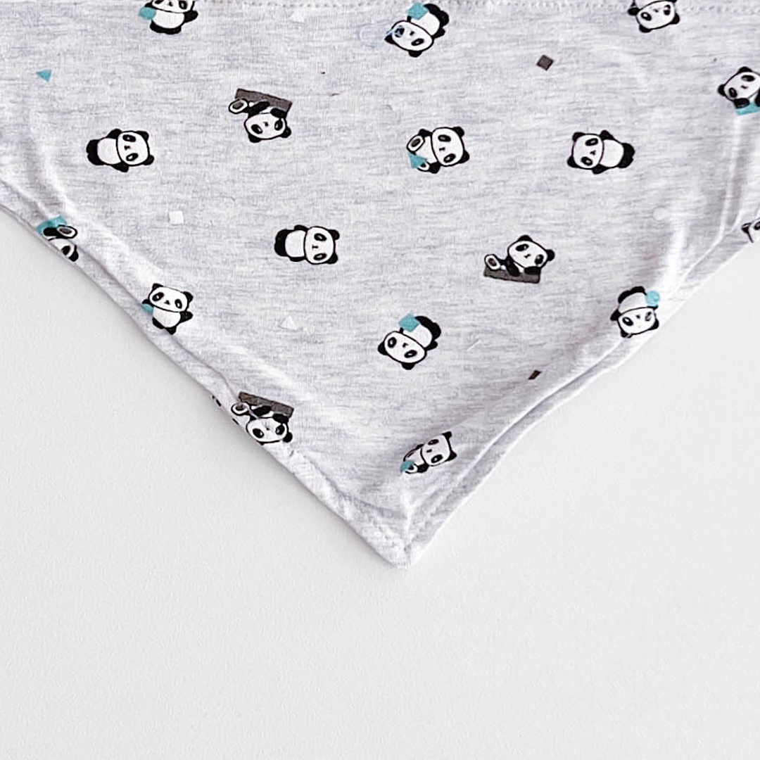 GREY PANDA PATTERNED BIBS