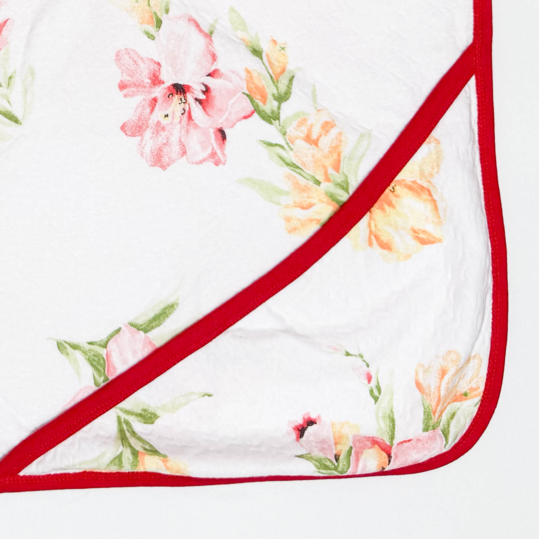 RED FLORAL HOODED TOWEL