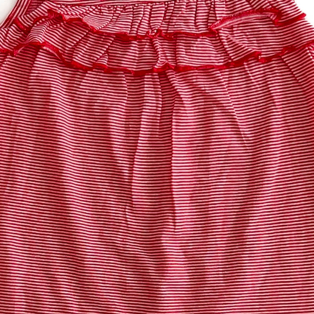 RED STRIPED SPAGHETTI SLEEVES JUMPSUIT