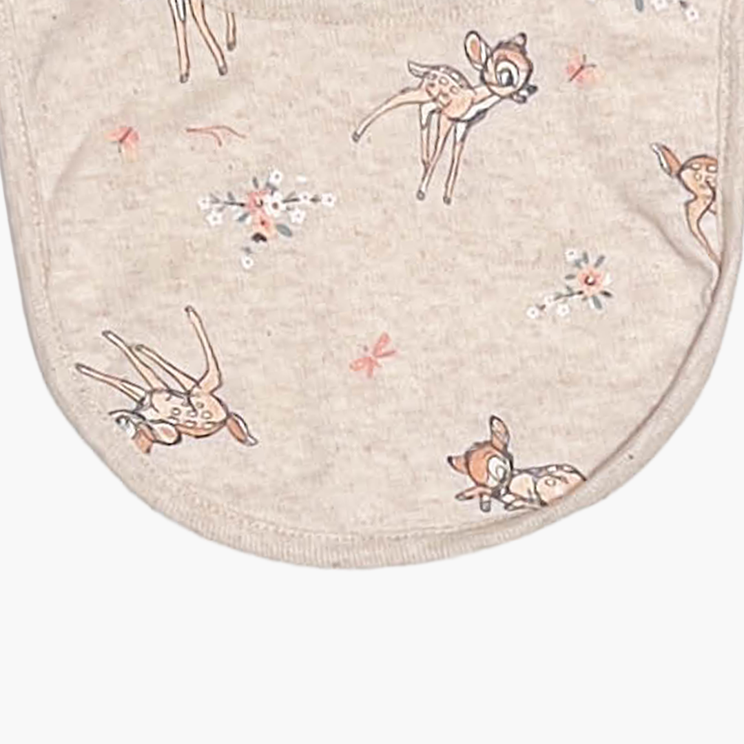 BEIGE BAMBI PATTERNED ROUND BIBS