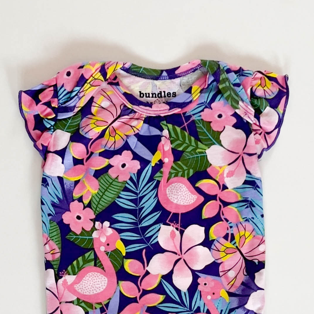 NAVY BLUE FLORAL PATTERNED ONESIE