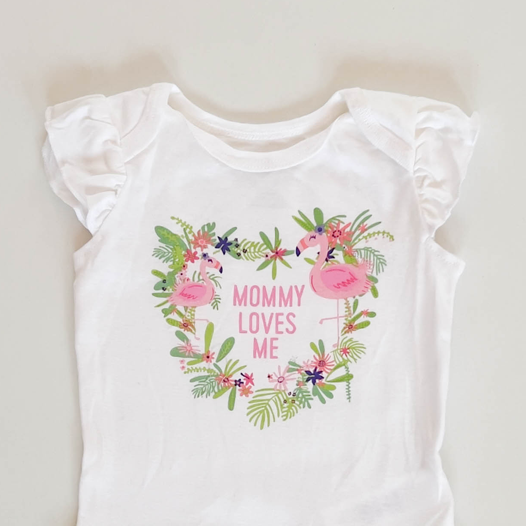 WHITE PRINTED RUFFLED ONESIE