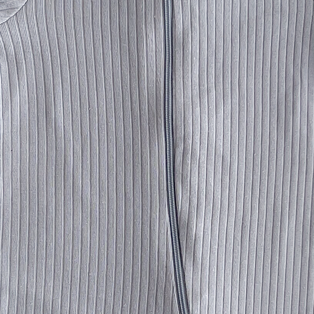 BLUE PLAIN RIBBED SLEEPSUIT
