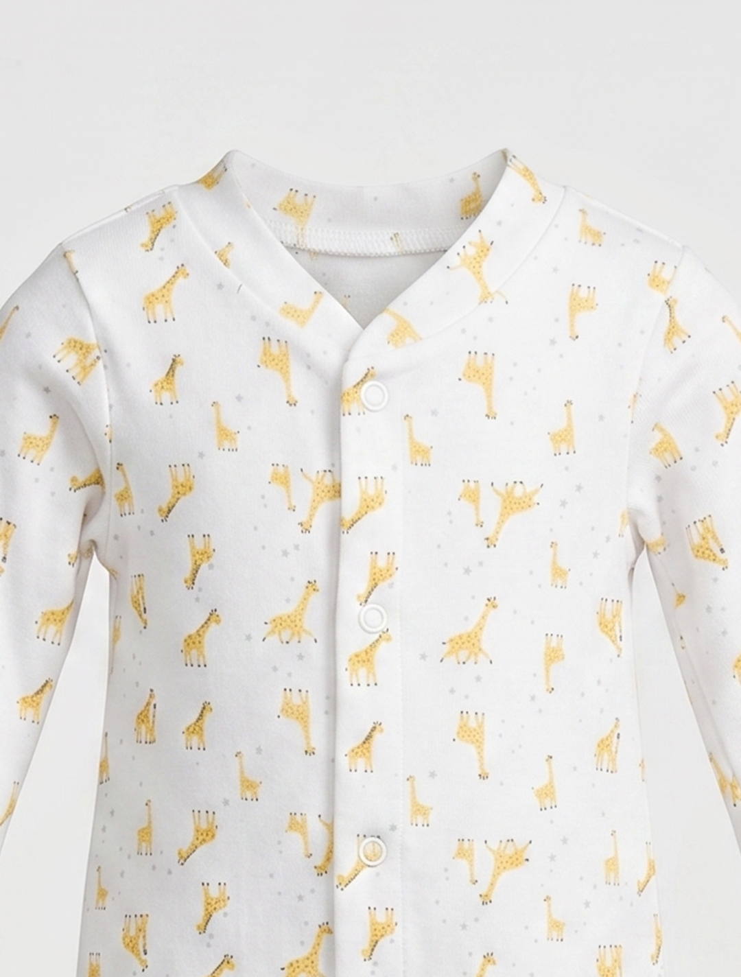 Yellow giraffe printed sleepsuit