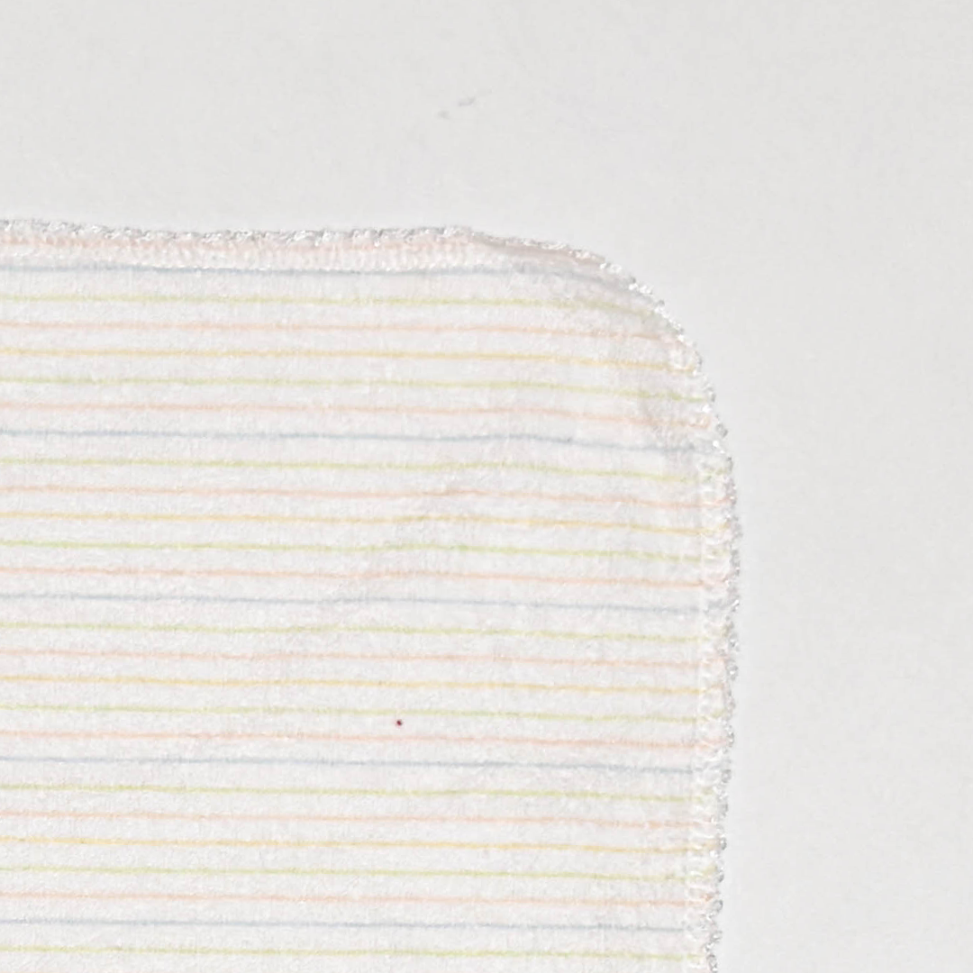 OFF WHITE VELVET STRIPED SCALLOP HAND TOWEL
