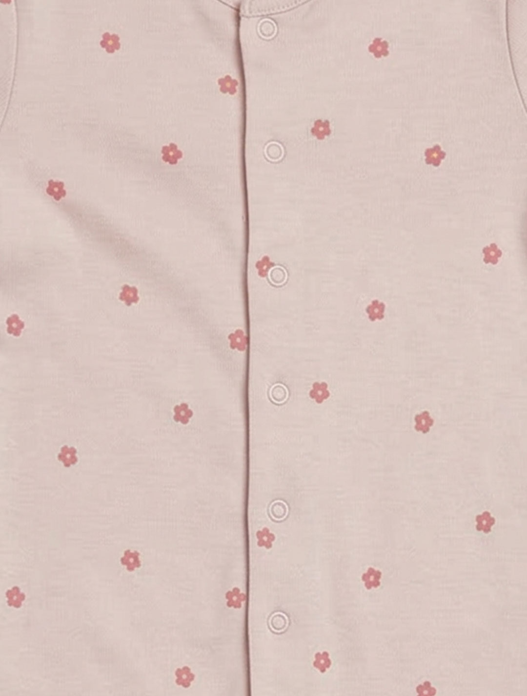 BEIGE FLORAL BUTTON PRINTED ROMPER