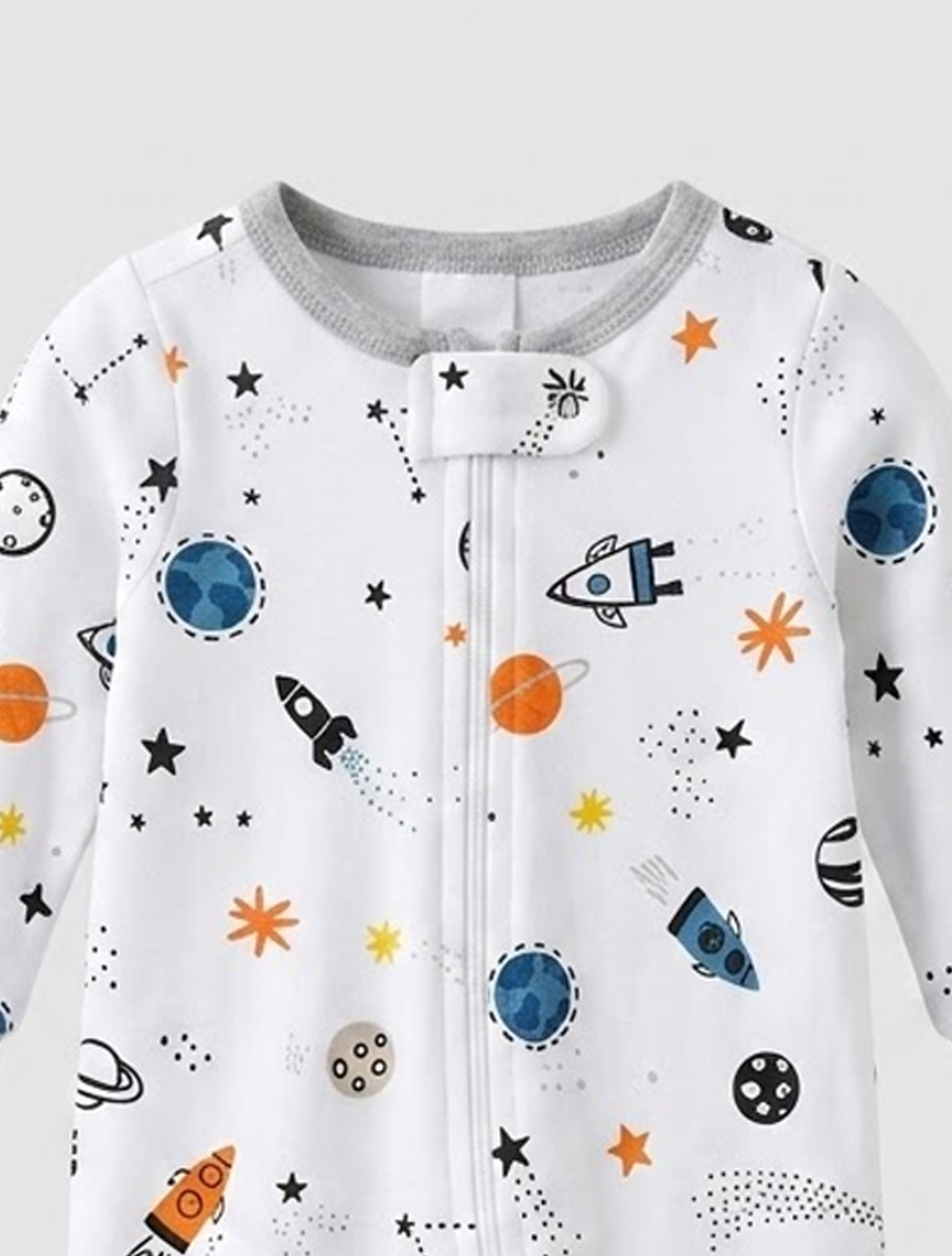White printed zipper sleepsuits