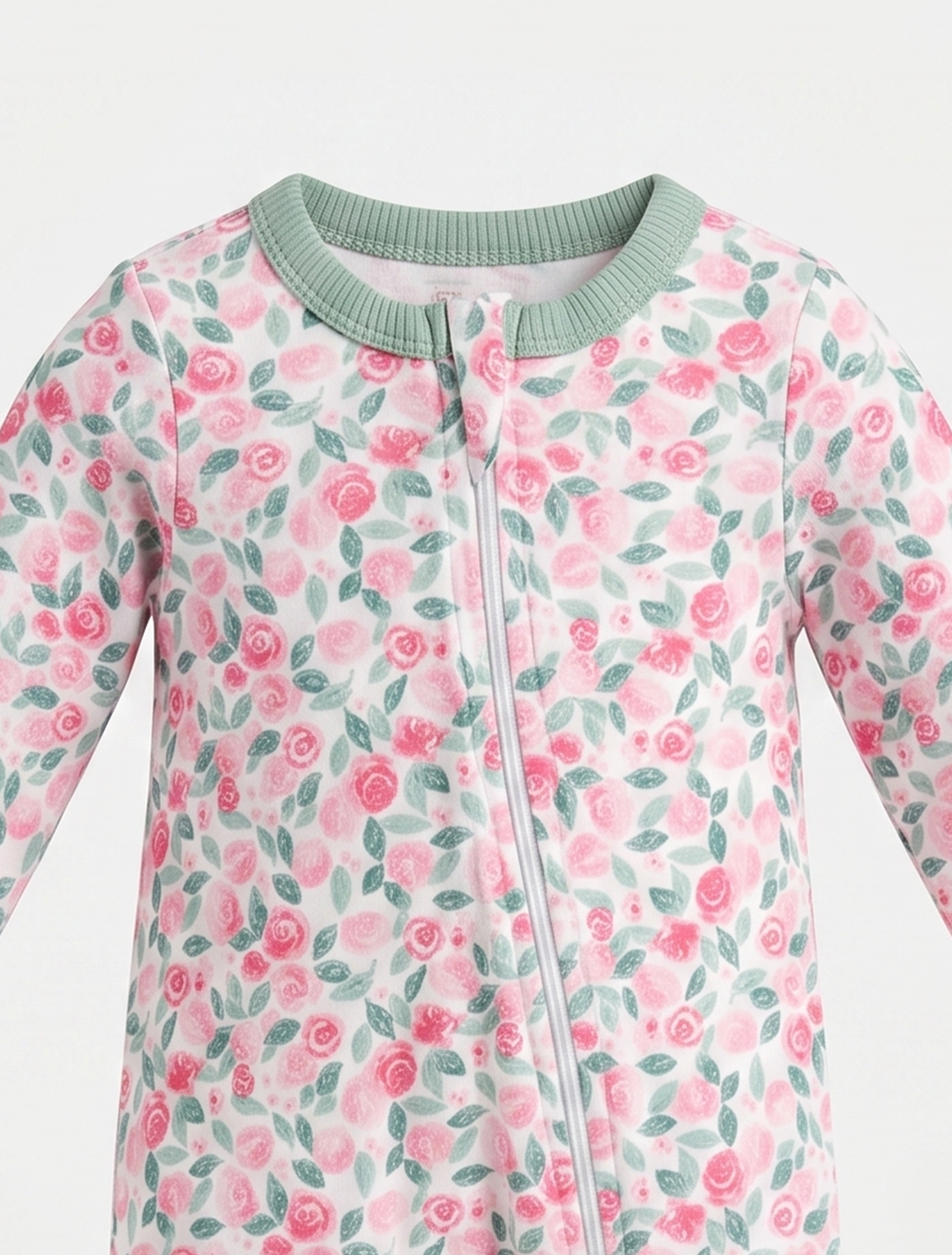 Pink floral zipper sleepsuit
