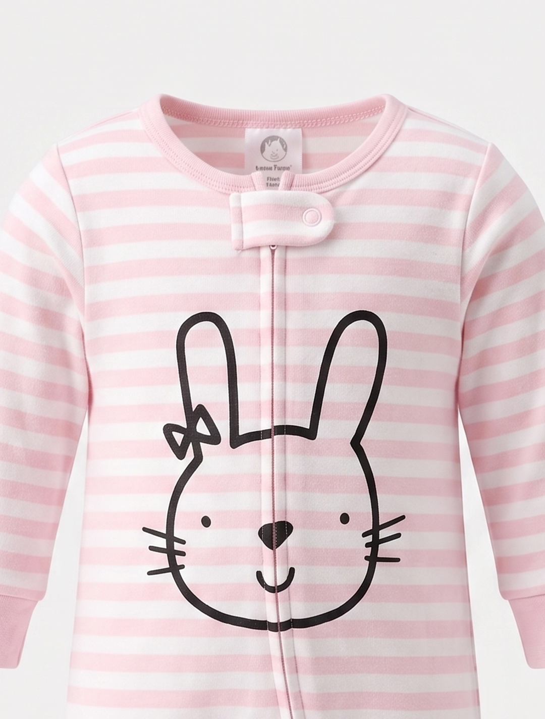 Pink striped bunny sleepsuit