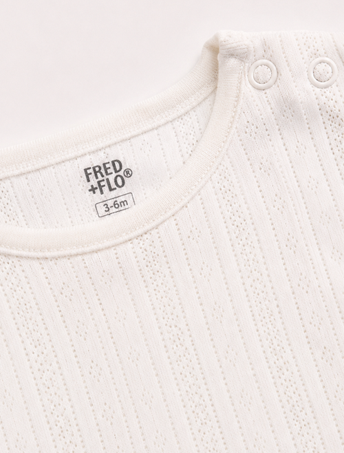White pointelle plain onesie