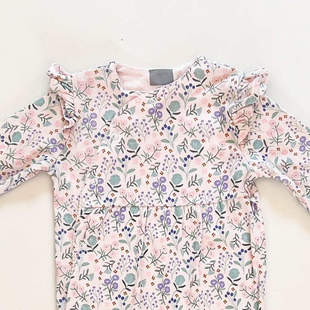 FLORAL RUFFLED PRINTED SLEEPSUIT