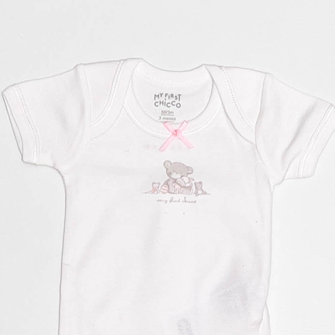 WHITE TEADDY PRINTED ONESIE