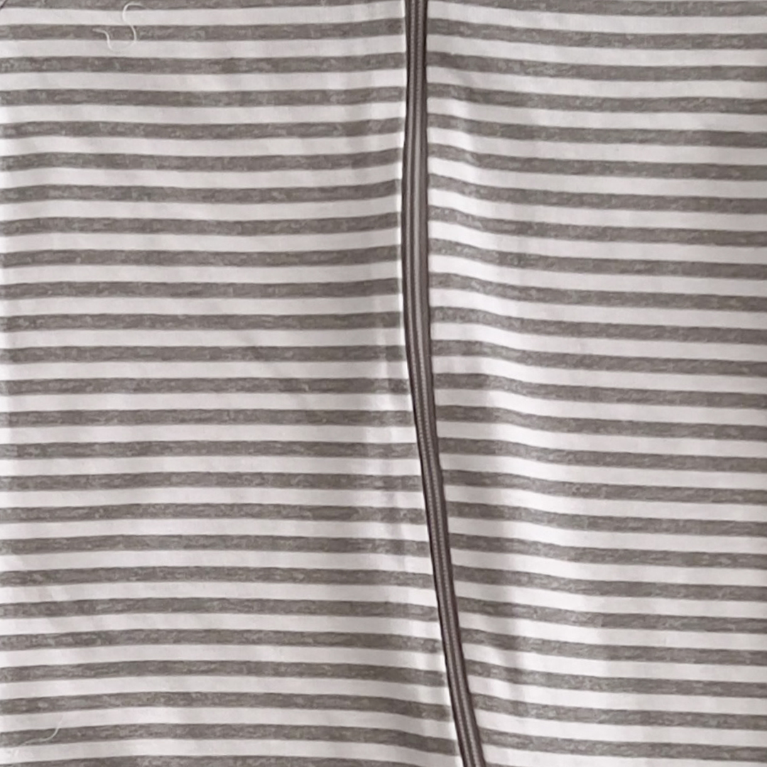 GREY AND WHITE STRIPED SLEEPSUIT