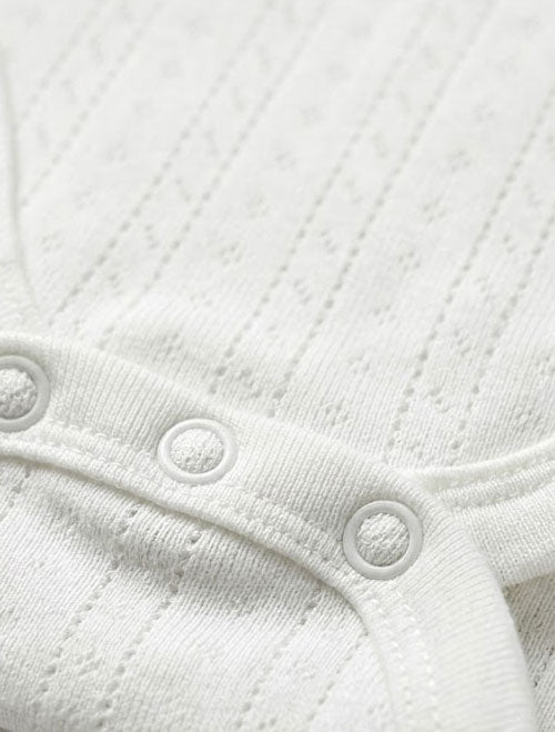 White pointelle sleeveless onesie