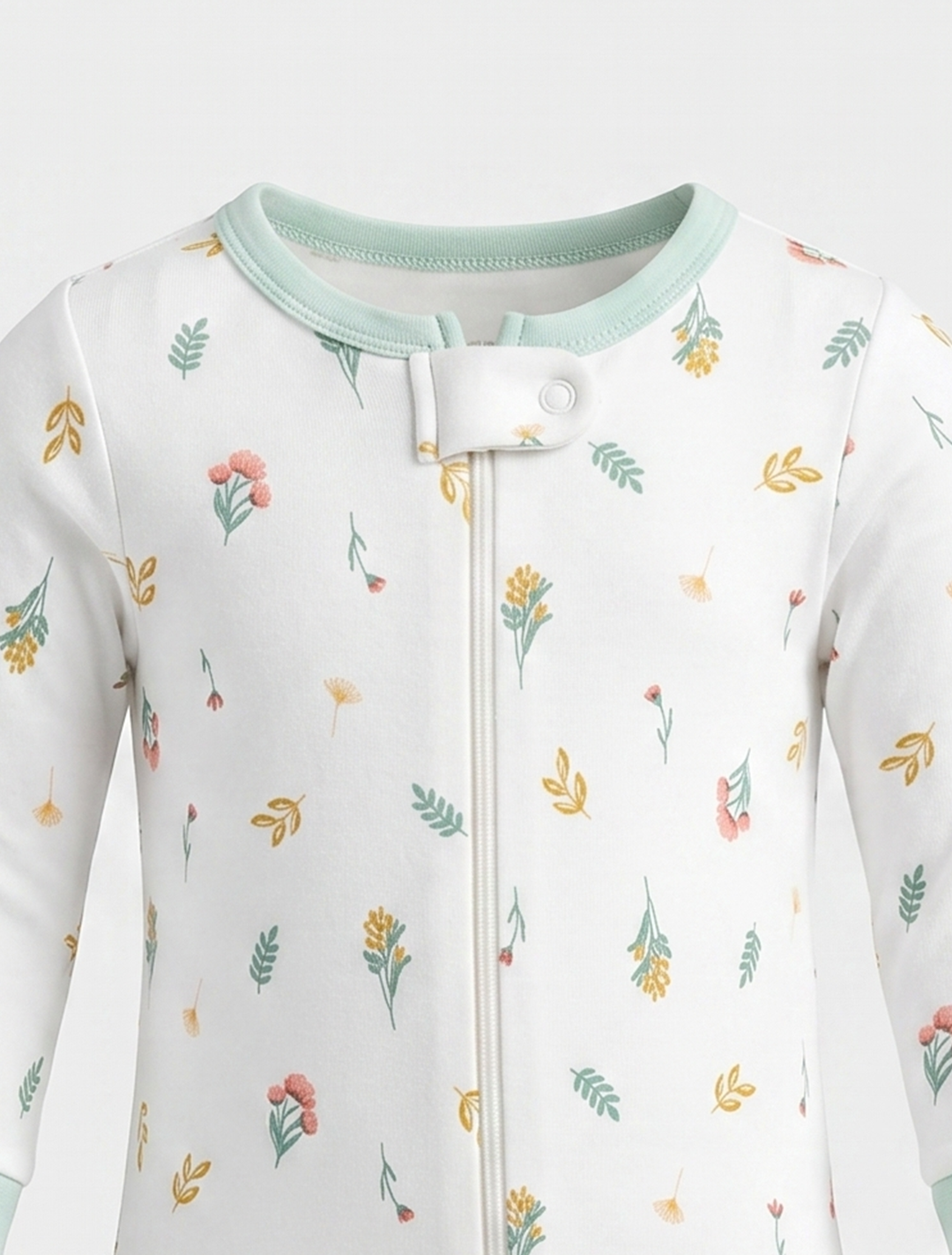 Mint green floral zipper sleepsuit
