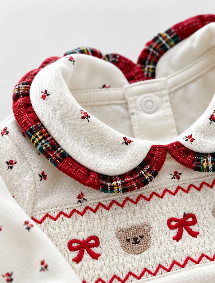 Off white red ribbon sleepsuit