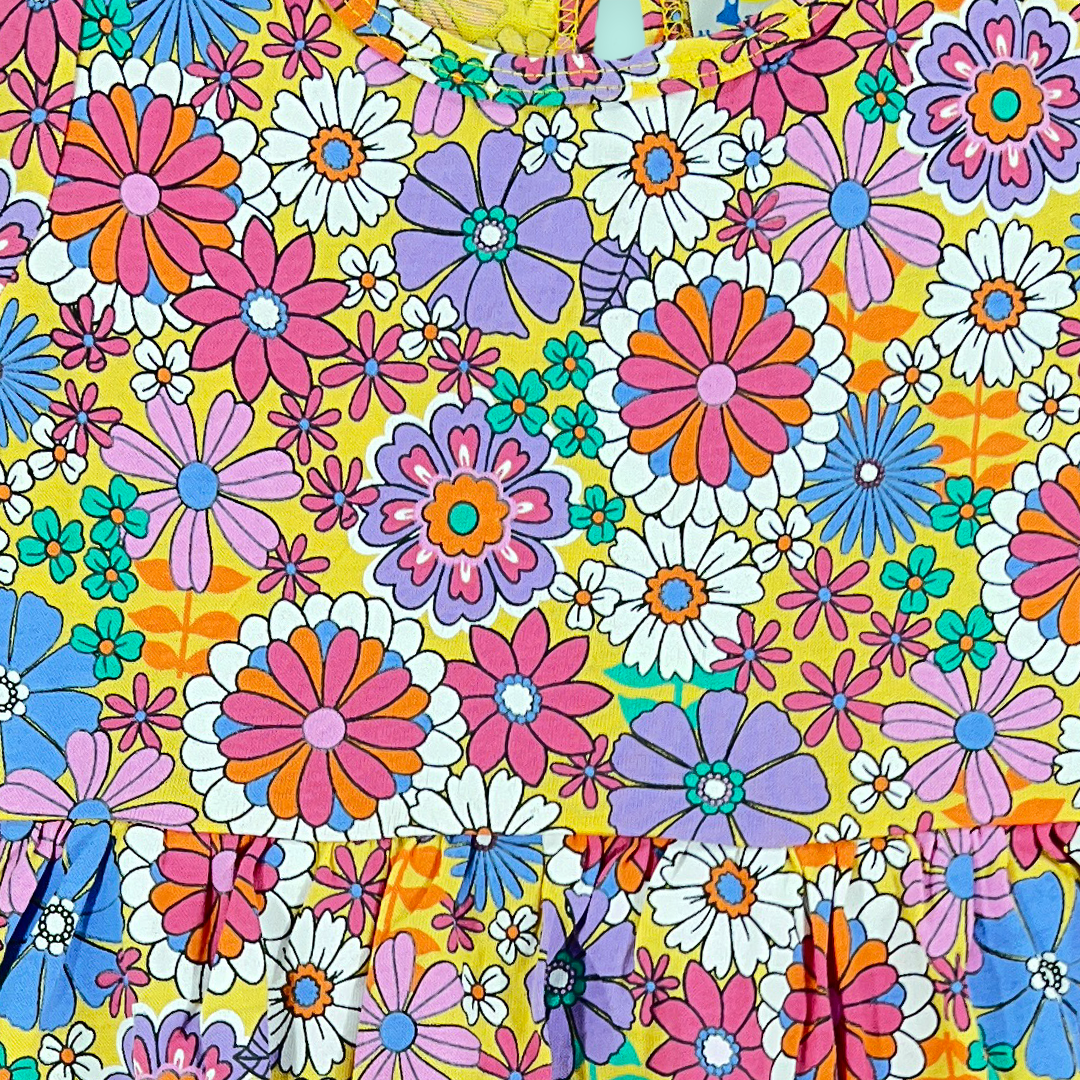 Vibrant Flower pattern girls frok | 3-4 Years |