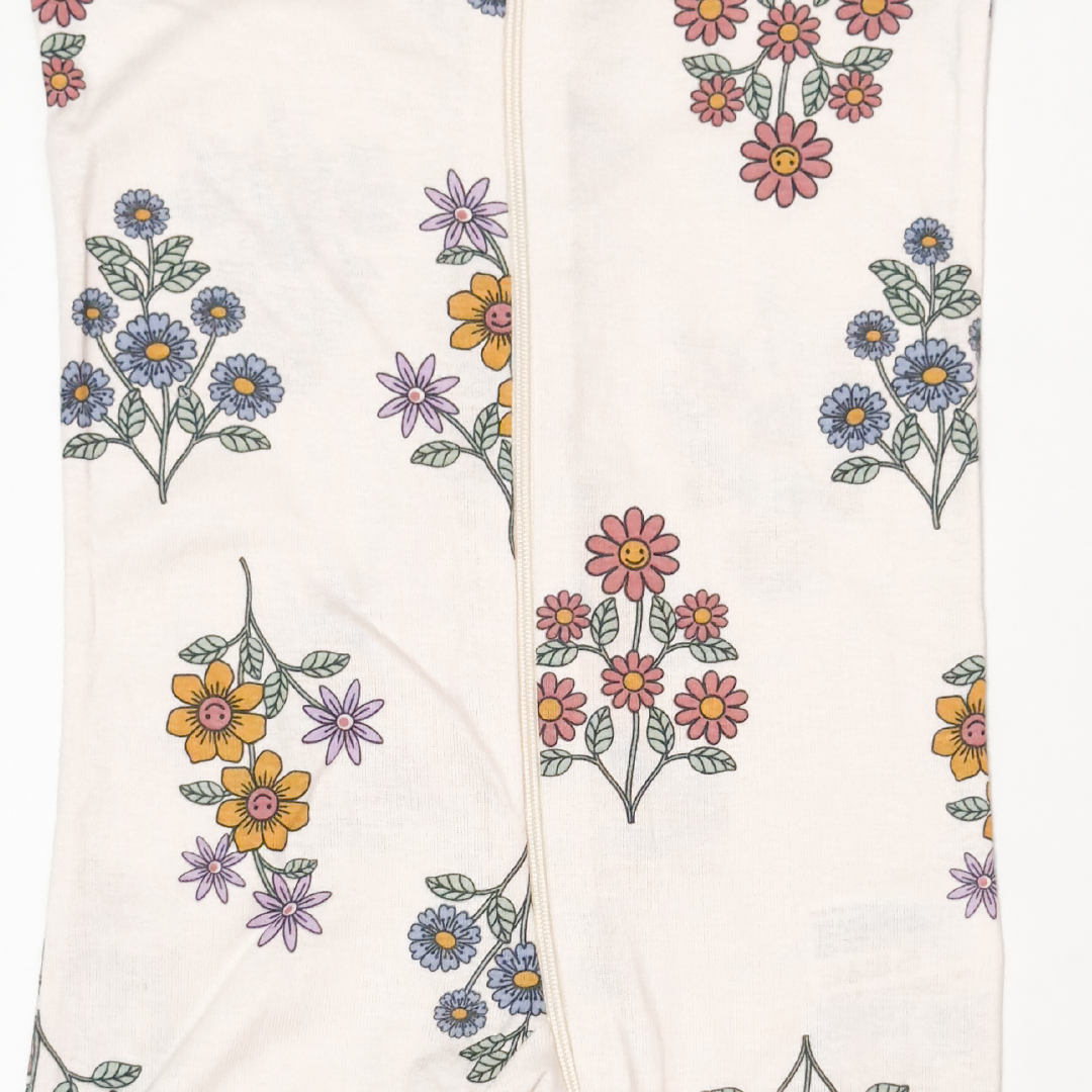 BEIGE FLORAL ZIPPER ROMPER