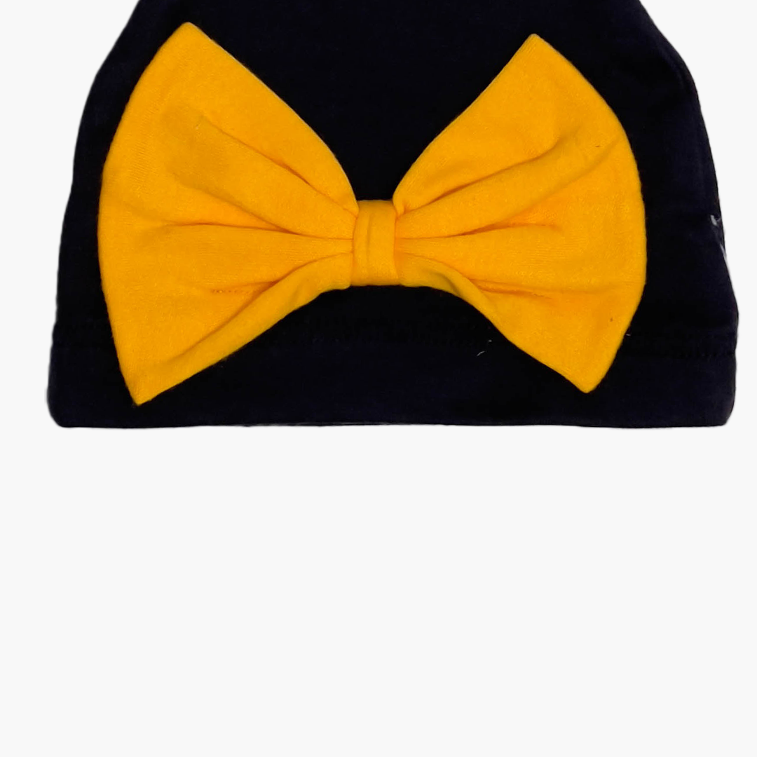 YELLOW BLACK BOW CAP