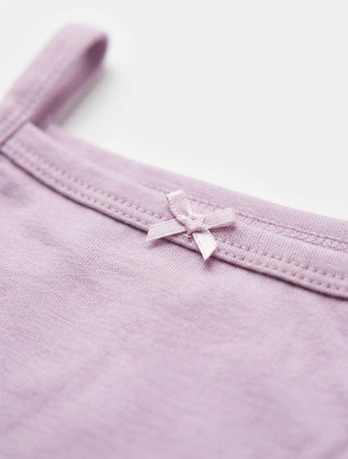 Ribbed Cami Baby Onesie – Lilac with Bow Detail